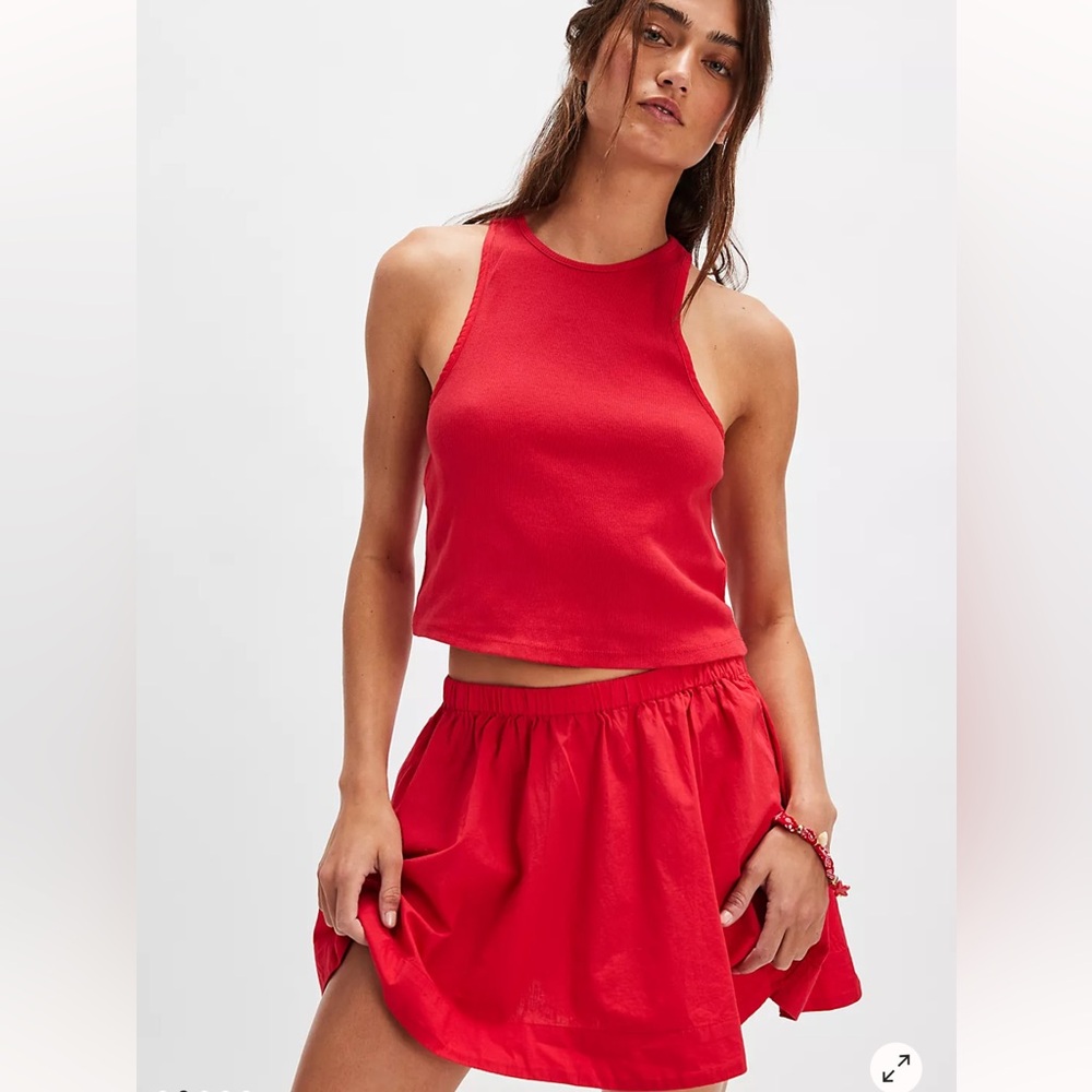 Free People Milani Set/  Crop Tank Top and Matching Skirt Set / NWOT/ Tropic Red